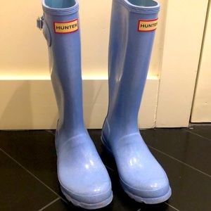 Hunter light blue glitter girls’ rain boots